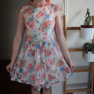 Floral lace dress with heart cutout